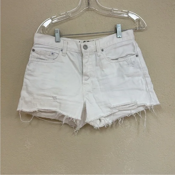 We the Free White Distressed Denim Shorts - Picture 4 of 7